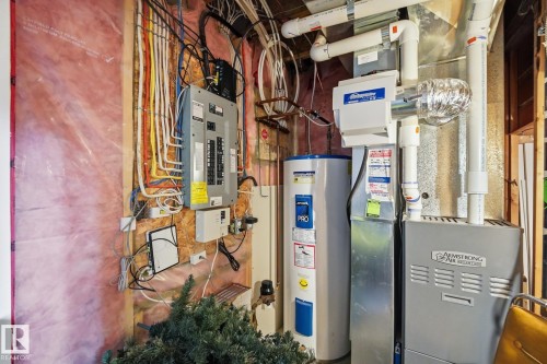 Electrical panel, water heater, and Armstrong Air HVAC system with humidifier - 20007 131 Avenue Nw, Edmonton, AB 