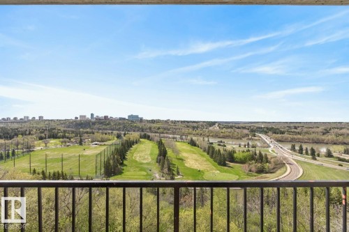 Private South Facing Balcony overlooking the River Valley, Golf Course, and City Skyline. - #602 12303 Jasper Av Nw, Edmonton, AB 