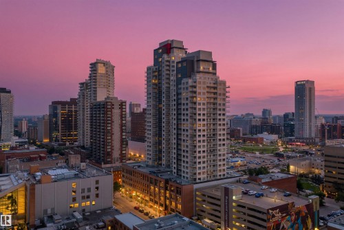 Cityscape featuring multiple high-rise residential buildings - #2205 10226 104 St Nw, Edmonton, AB - Outdoor With View