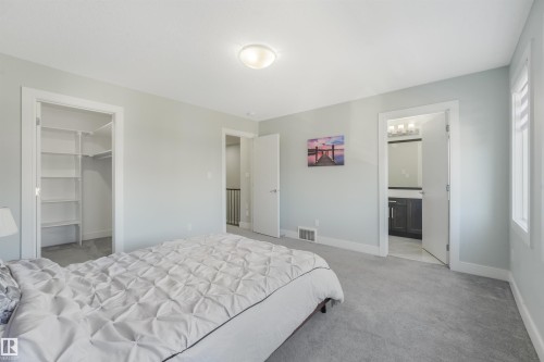Plush carpeting, a built-in closet system, and a ceiling-mounted light fixture illuminate this room - 6453 177A Avenue Nw, Edmonton, AB 
