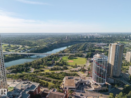 Urban skyline featuring high-rise architecture, a river, and expansive green spaces - #1313 10024 Jasper Av Nw, Edmonton, AB 