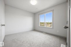Neutral gray wall paint, gray carpeting, and a flush mount ceiling light fixture - 