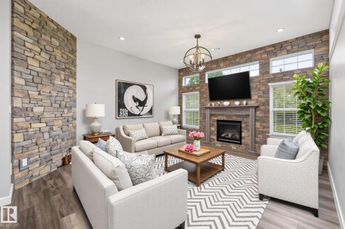 4044 Crowsnest Crescent, Sherwood Park, AB - Indoor Photo Showing Living Room With Fireplace