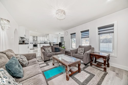 Recessed lighting, wood-finish flooring, and white walls - 4608 43 Avenue Nw, Edmonton, AB 