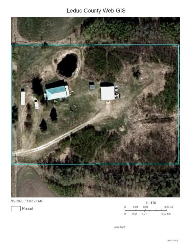 Leduc County Web GIS. Aerial view of the property parcel with defined boundaries - 48409 Rge Rd 233, Rural Leduc County, AB 