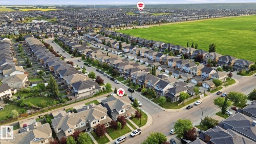 Aerial perspective of a developed residential community with numerous single-family homes - 17621 10 Avenue Sw, Edmonton, AB - Outdoor With View