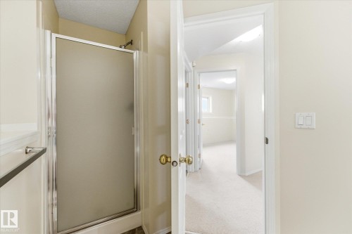 Shower enclosure with frosted glass door and chrome frame - 1709 Turvey Bend Bend Nw, Edmonton, AB 