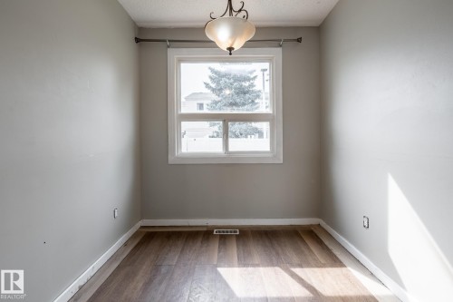 Wood-finish flooring, single window, and overhead lighting fixture - 54 Lakewood Village Nw, Edmonton, AB 