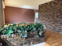 Brick accent wall and planter with wood-finish flooring - 4027 74 Street Nw, Edmonton, AB 