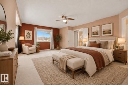 Primary bedroom with AI-generated staging. - 