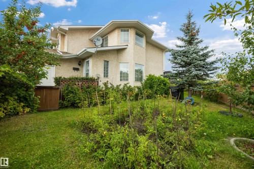 View of side yard with fruit trees and vegetable garden - 6910 158A Avenue Nw, Edmonton, AB 