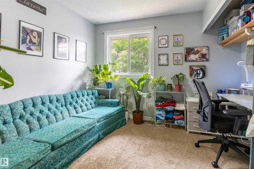 Carpeted room with light grey walls and a white-framed window - 13323 47 Street Nw, Edmonton, AB - Indoor Photo Showing Office