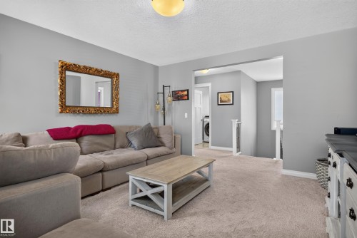 Neutral tone wall paint, textured ceiling, and light-toned carpeting - 22933 94A Avenue Nw, Edmonton, AB 