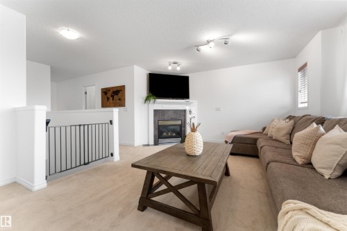 112 Appleton Crescent, Sherwood Park, AB - Indoor Photo Showing Living Room With Fireplace