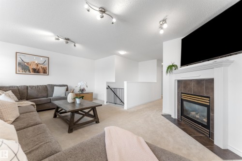 112 Appleton Crescent, Sherwood Park, AB - Indoor Photo Showing Living Room With Fireplace
