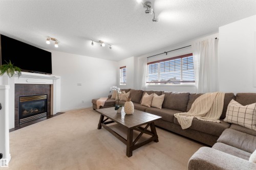 112 Appleton Crescent, Sherwood Park, AB - Indoor Photo Showing Living Room With Fireplace