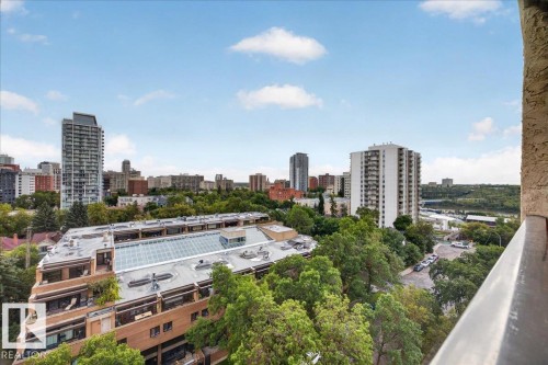 Cityscape with varied architectural styles and mature tree canopy - #1102 9916 113 St Nw, Edmonton, AB 