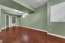 Wood-finish flooring with light green painted walls - 