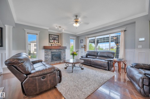 118 Anise Close, Leduc, AB - Indoor Photo Showing Living Room With Fireplace
