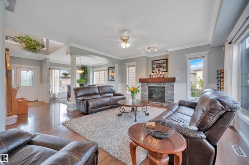 118 Anise Close, Leduc, AB - Indoor Photo Showing Living Room With Fireplace