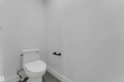 White toilet with a matte black wall-mounted toilet paper holder - 