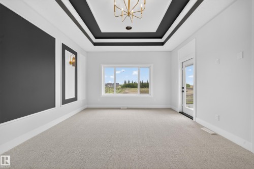 Tray ceiling with contrasting black and white trim - 8737 Mayday Lane Sw, Edmonton, AB 