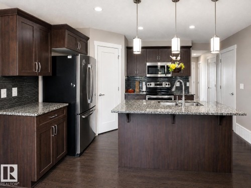 20312 42 Avenue Nw, Edmonton, AB - Indoor Photo Showing Kitchen With Stainless Steel Kitchen With Double Sink With Upgraded Kitchen