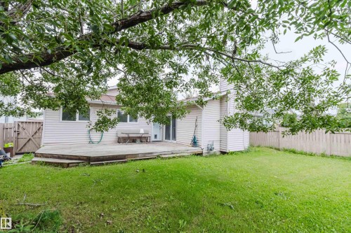Expansive lawn area with a multi-level wood deck - 2439 112 Street Nw, Edmonton, AB - Outdoor