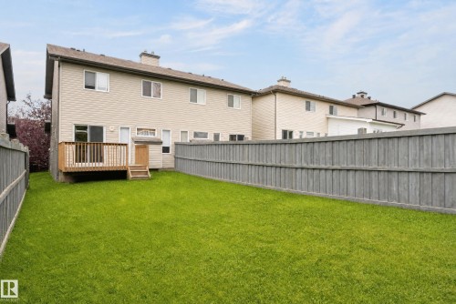 Expansive green lawn with a wooden privacy fence - 21312 48 Avenue Nw, Edmonton, AB 