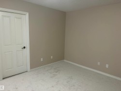 Light neutral wall color with crisp white trim and light-toned carpeting - 