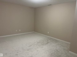 Neutral wall paint, textured ceiling, and light-colored carpeting - 
