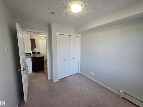 Neutral-toned carpeting, bi-fold closet doors, and overhead lighting - #206 12045 22 Av Sw, Edmonton, AB 