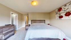 Neutral wall paint, ceiling-mounted light fixture, light-toned carpeting, and white interior doors - 