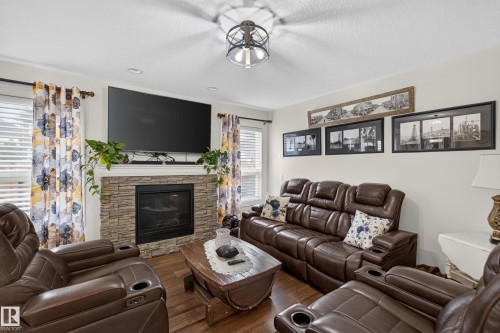 1122 Allendale Crescent, Sherwood Park, AB - Indoor Photo Showing Living Room With Fireplace