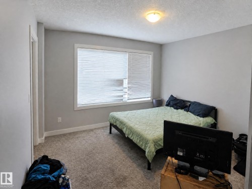 Neutral wall color, window with blinds, carpeted flooring, and an overhead light fixture - 13309 128 Street Nw, Edmonton, AB 