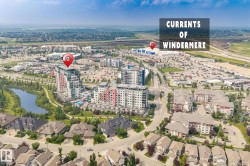 Aerial perspective showcasing a mixed-use development featuring high-rise residential buildings, commercial retail spaces, and single-family homes - 