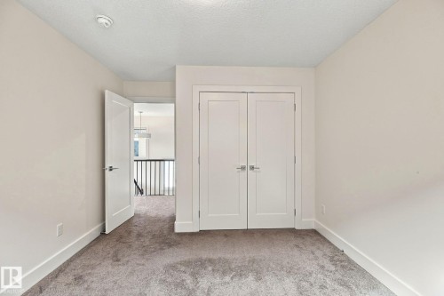 Plush gray carpeting, white trim, and neutral wall paint - 4530 Saly Place Sw, Edmonton, AB 