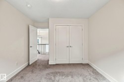 Plush gray carpeting, white trim, and neutral wall paint - 