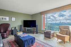Expansive floor-to-ceiling window, roller shade, pale green walls, and tiled flooring - 