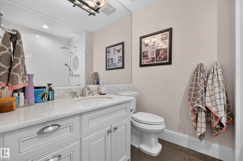 Bedroom 2 Ensuite with Custom Marble Tile - 14308 97A Avenue Nw, Edmonton, AB 