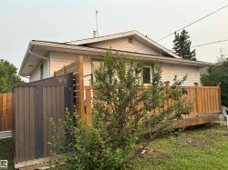 Wood-finish deck with a matching wood-finish railing - 