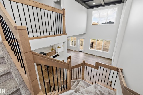 Two-story great room with coffered ceiling - 1780 Crossbill Loop Nw, Edmonton, AB 