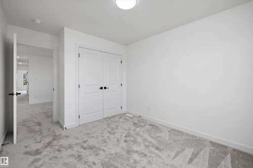 Neutral tone walls, light gray carpeting, and a flush mount ceiling fixture - Edmonton, AB 