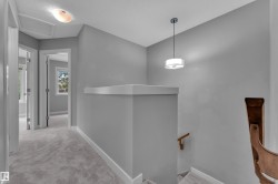 Light gray carpeting and white trim - 