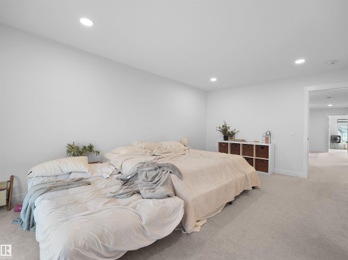 Carpeted room featuring recessed lighting and white painted walls - 22650 99A Avenue Nw, Edmonton, AB - Indoor Photo Showing Bedroom