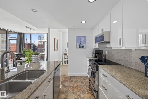 #701 10028 119 St Nw, Edmonton, AB - Indoor Photo Showing Kitchen With Double Sink With Upgraded Kitchen