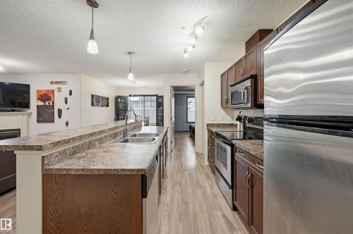 #121 17415 99 Av Nw, Edmonton, AB - Indoor Photo Showing Kitchen With Stainless Steel Kitchen With Double Sink