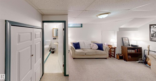 Carpeted floor, built-in shelving, white walls, recessed window, and flush-mount ceiling light - 10941 81 Avenue Nw, Edmonton, AB 