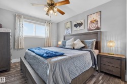 Light gray painted walls with wood-finish flooring - 