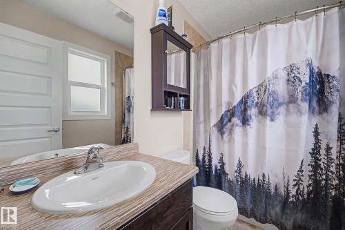 Bathroom vanity featuring a single basin sink and chrome faucet - 3343 Weidle Way Sw, Edmonton, AB 